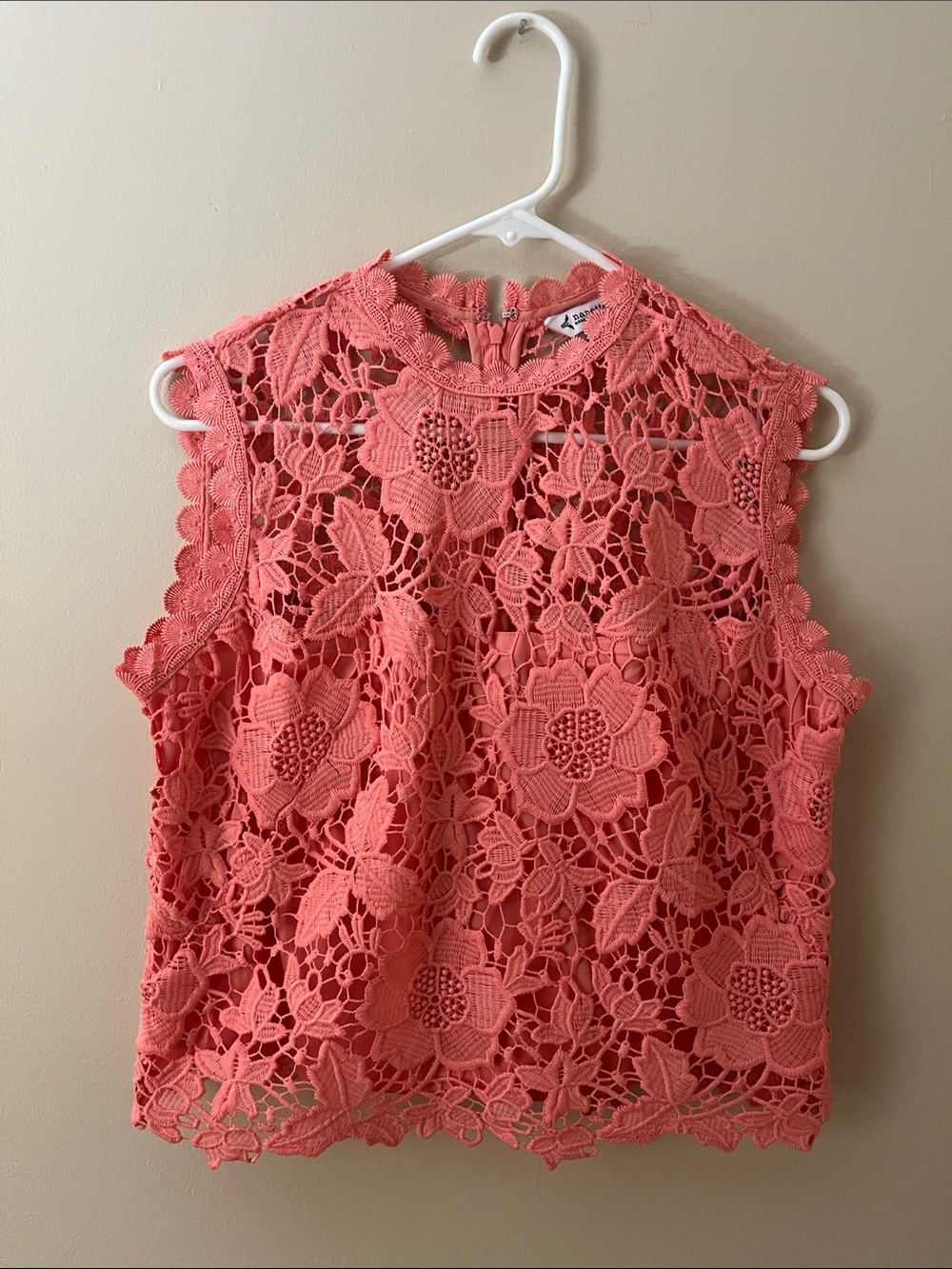 Nanette Lepore Delicate Coral Lace Sleeveless Top